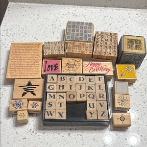Alphabet and Decorative Stamp Set 5 alphabet 12 misc stamps love thank you snow